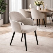 Krzesło MELIA – tapicerowane z podłokietnikami, ZOYA 02 szary welur Sonhar