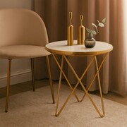 Stolik pomocniczy MATEO 2 biały marmur / złota podstawa Ø50 cm