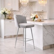 Hoker BEETLE niski – tapicerowany hoker glamour IKOO, metalowa noga połysk ATREVE – personalizowane krzesła i hokery, polska produkcja