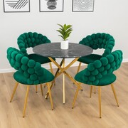 Krzesło tapicerowane BUBBLE zielone na złotych nogach