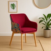 Krzesło HUAN MALAWI – burgundowy aksamit, bukowe nogi ATREVE – personalizowane krzesła i hokery, polska produkcja