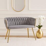 Sofa ROSSE — szary, przeplatany welwet, złote nogi, glamour Furnitex