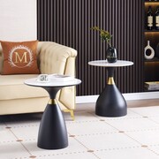 Stolik kawowy KLEO II – elegancja białego marmuru z akcentem złota