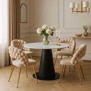 Krzesło tapicerowane BUBBLE beżowe na złotych nogach