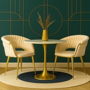 Krzesło tapicerowane IRIS LUX – beżowy welur i złote nogi Fertone