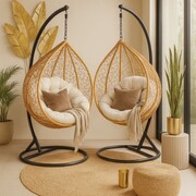 Zestaw huśtawek ogrodowych BOHO – Kosz L + Kosz XL z poduszkami