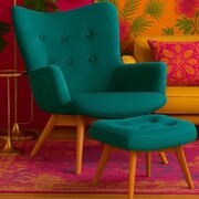 Podnóżek tapicerowany ANGEL / CHERUB – turkusowy Magic Velvet ATREVE – personalizowane krzesła i hokery, polska produkcja