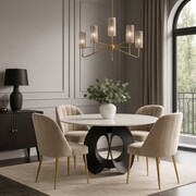 Stół okrągły PARMA 130 cm – biały marmur i czarna podstawa ATREVE – personalizowane krzesła i hokery, polska produkcja