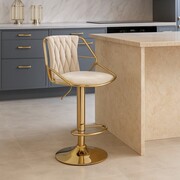 Hoker ROSSE CLASSIC – regulowany, jasny beż velvet, złoty stelaż glamour