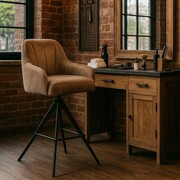 Hoker TULIP Supreme TWIST niski – obrotowy tkanina Bluvel ATREVE – personalizowane krzesła i hokery, polska produkcja