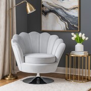 Fotel obrotowy Glamour MUSZELKA – srebrna noga, kedra, personalizacja ATREVE – personalizowane krzesła i hokery, polska produkcja