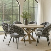 Krzesło tapicerowane BUBBLE, szary velvet, czarne nóżki