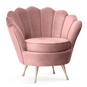 Fotel tapicerowany Muszelka Velvet kolor pudrowy róż ATREVE – personalizowane krzesła i hokery, polska produkcja