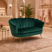 Sofa MUSZELKA butelkowa zieleń z nogami do wyboru