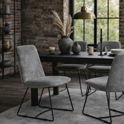 Krzesło REGAGGIO LOFT – tkanina SALVADOR, czarne metalowe płozy ATREVE – personalizowane krzesła i hokery, polska produkcja