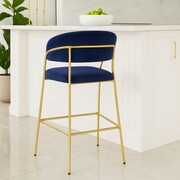 Hoker LAYLA niski – niebieski velvet, złote nogi