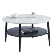 Stolik kawowy JUNE L14-FX (80) biały marmur / czarny