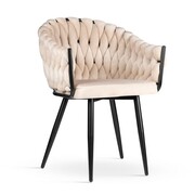 Krzesło plecione Zephyr na czarnym korpusie kolor beżowy ATREVE – personalizowane krzesła i hokery, polska produkcja