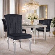 Krzesło tapicerowane LUDWIQ K8-FX – czarny velvet, srebrne chromowane nogi, styl glamour