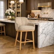 Hoker TULIP PRO SUPREME WOOD wysoki do wyspy 100 cm – sprężyny kieszeniowe, drewno bukowe ATREVE – personalizowane krzesła i hokery, polska produkcja