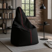 Pufa worek SAKO BLACK XXL, czarny z czerwonym zamkiem