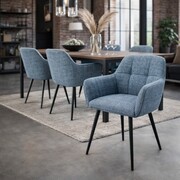 Krzesło MAVO tapicerowane z podłokietnikami – tkanina DREAM, czarne nogi Sonhar