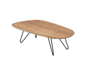 Stolik kawowy FUJI z litego dębu z metalową nogą – nowoczesna elegancja