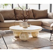 Stolik kawowy SIENA fi 80 natural mango – designerska rzeźbiarska forma Marmoholz — nowoczesna elegancja w drewnie i marmurze