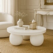 Stolik kawowy SIENA fi 80 białe drewno mango – subtelna elegancja Marmoholz — nowoczesna elegancja w drewnie i marmurze