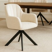 Krzesło tapicerowane TULIP TWIST – tkanina Catch Me bouclé, obrotowe 360°, metalowa noga ATREVE – personalizowane krzesła i hokery, polska produkcja