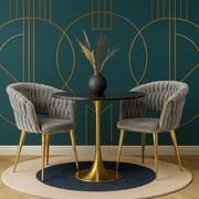 Krzesło tapicerowane IRIS LUX – szary welur i złote nogi Fertone