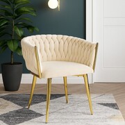 Krzesło tapicerowane ROSA na złotych nogach – styl Art Deco