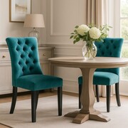 Krzesło tapicerowane LORD – tkanina Salvador, bukowe nogi, styl Chesterfield ATREVE – personalizowane krzesła i hokery, polska produkcja