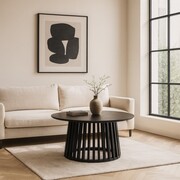 Stolik kawowy LINEA – okrągły, lity dąb MESTIERE HOME