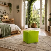 Pufa kostka LIME CUBE – limonkowa 40×40 cm, podnóżek i siedzisko