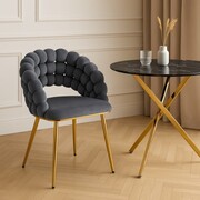 Krzesło tapicerowane BUBBLE szare na złotych nogach