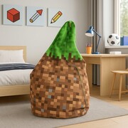 Pufa worek sako KRAFT – pikselowa zieleń i brąz, 110 cm