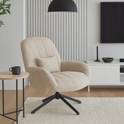 Fotel obrotowy MALOY – szary lub beżowy, nowoczesna czarna podstawa