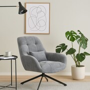 Fotel obrotowy HOLMES – tapicerowany, czarna podstawa, szary lub beżowy