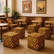 Pufa CUBE RETRO — welur drukowany (wzory do wyboru)