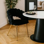 Krzesło tapicerowane BUBBLE czarne na złotych nogach