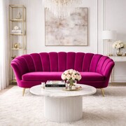 Sofa Muszelka 3-osobowa fuksja – glamour, metalowe nogi ATREVE – personalizowane krzesła i hokery, polska produkcja