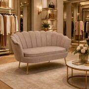 Sofa MUSZELKA welur cappuccino z nogami do wyboru