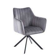 Krzesło obrotowe MOLLY K10-FX – szary velvet, podłokietniki, noga TWIST
