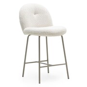 Niski hoker FIORI, tapicerowany boucle, noga beżowa