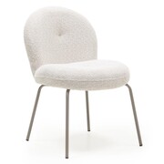 Krzesło tapicerowane FIORI – jasnobeżowa tkanina i metalowa konstrukcja