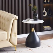 Stolik kawowy KLEO – elegancja białego marmuru z akcentem złota