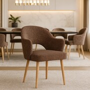 Krzesło Bjorg Plus — tkanina LEO (tłoczony welur), podłokietniki, nogi bukowe ATREVE – personalizowane krzesła i hokery, polska produkcja