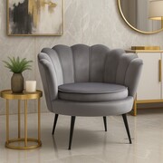 Fotel MUSZELKA LC-032-1 na czarnych nóżkach, szary velvet