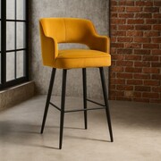 Niski hoker MERCY SUPREME – metalowe nogi, tkanina BLUVEL ATREVE – personalizowane krzesła i hokery, polska produkcja